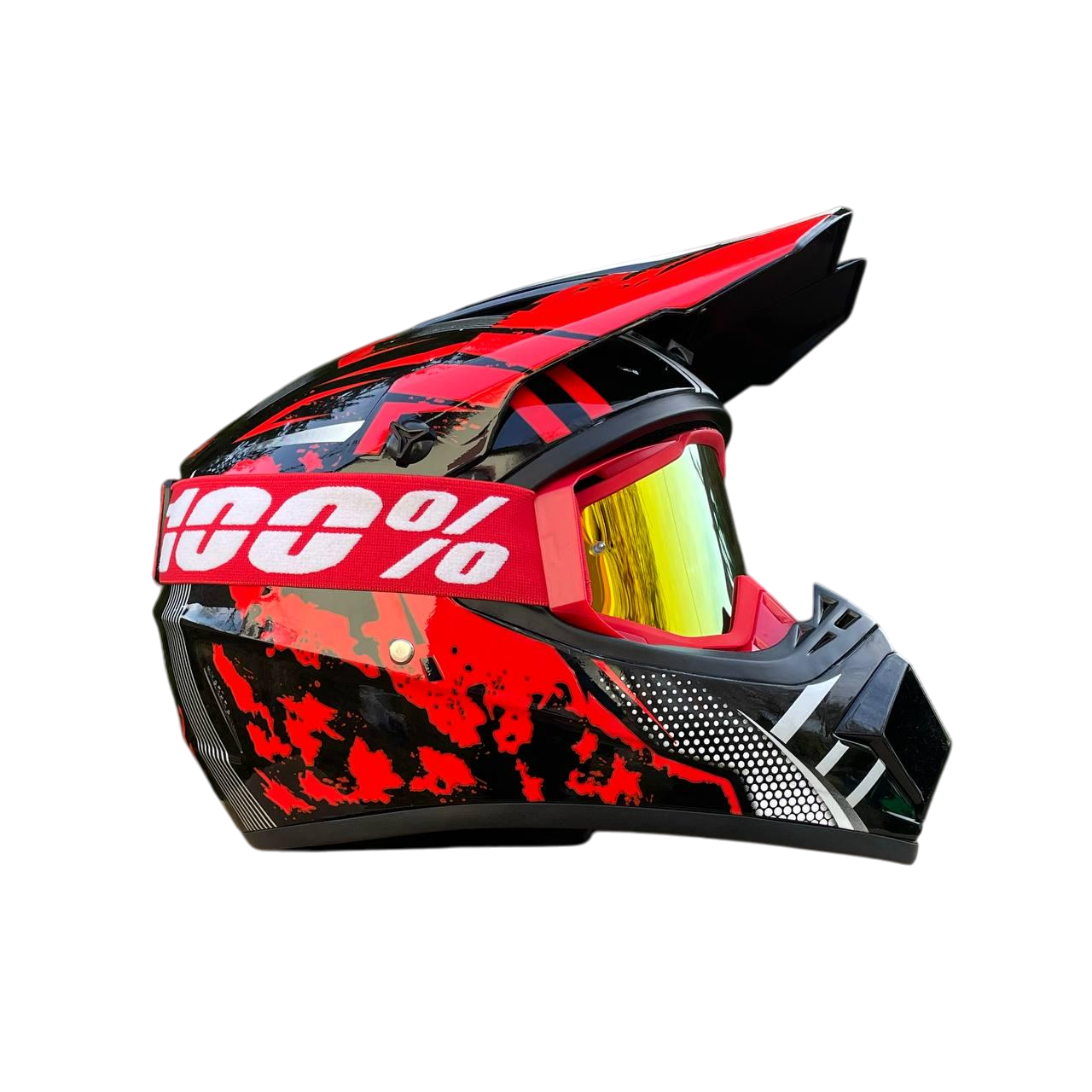 Мотошлем Virtue Эндуро с очками Красный/Черный (22510)