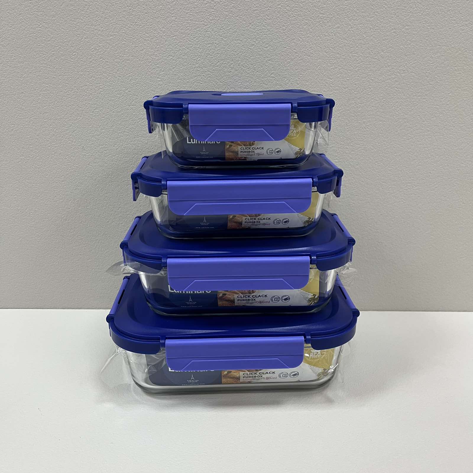 Набор контейнеров Luminarc Click Clack 370/650/1040/1520 мл Синий (23739) - фото 6
