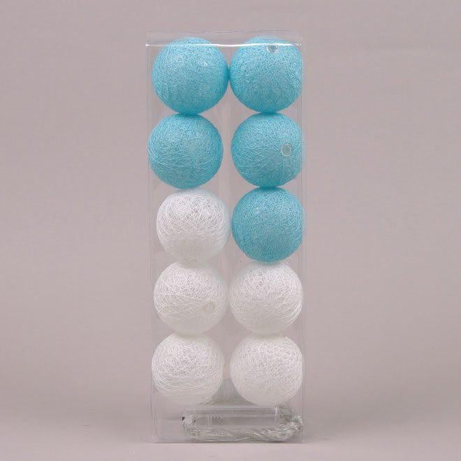 Гирлянда Flora Хлопковые шарики D 6 см Бело-голубой (9039)