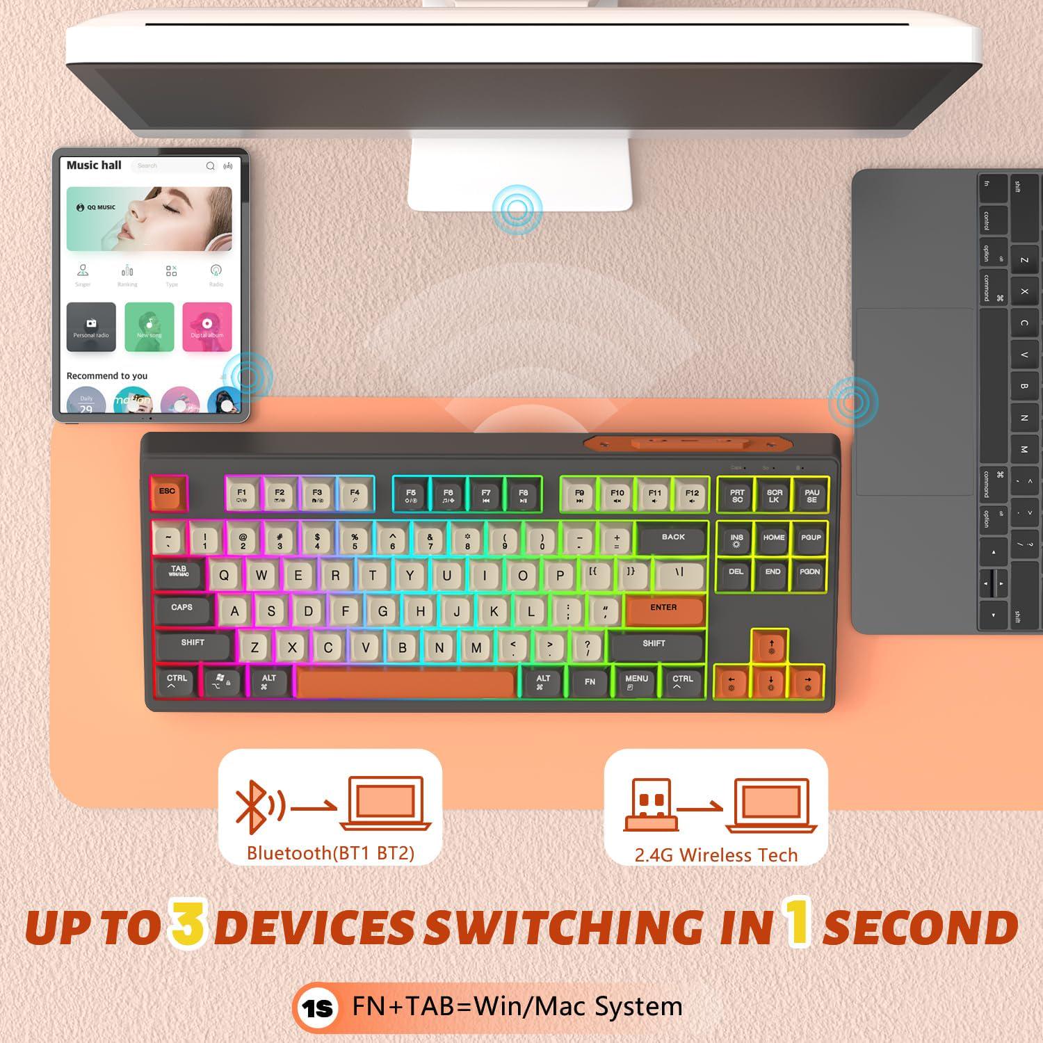 Беспроводная клавиатура Free Wolf M87 TKL с RGB подсветкой Glimmer - фото 2