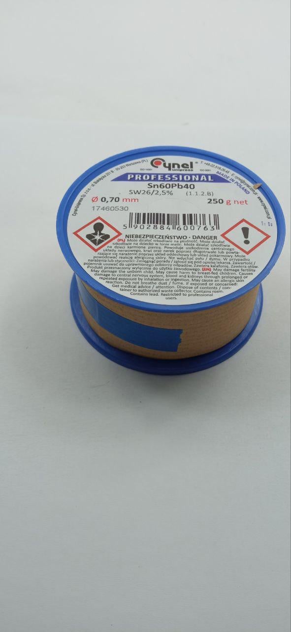Припій Cynel S-Sn60 Pb40 SW26/2,5% 0,7 мм 250 г (13290)