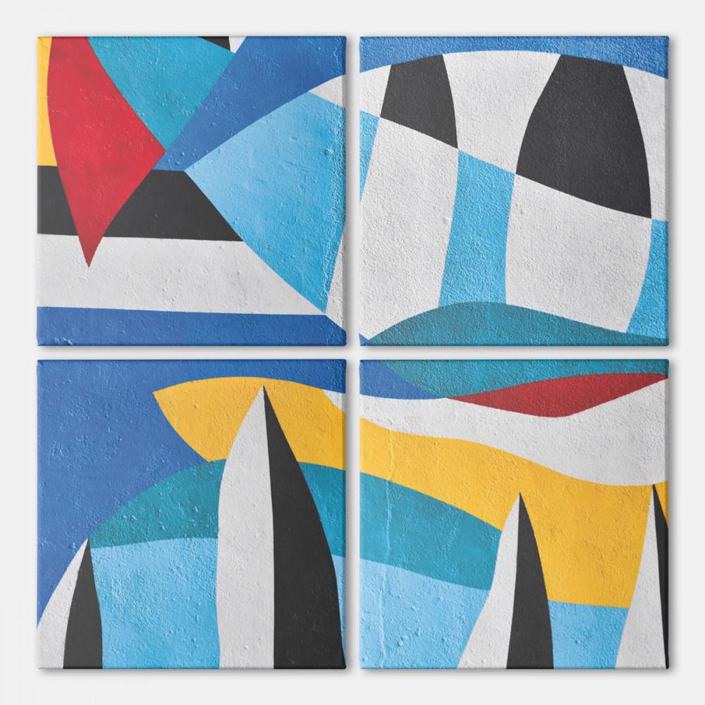 Модульная картина из четырех частей Malevich Store Цветные волны 153x153 см (MK423205)