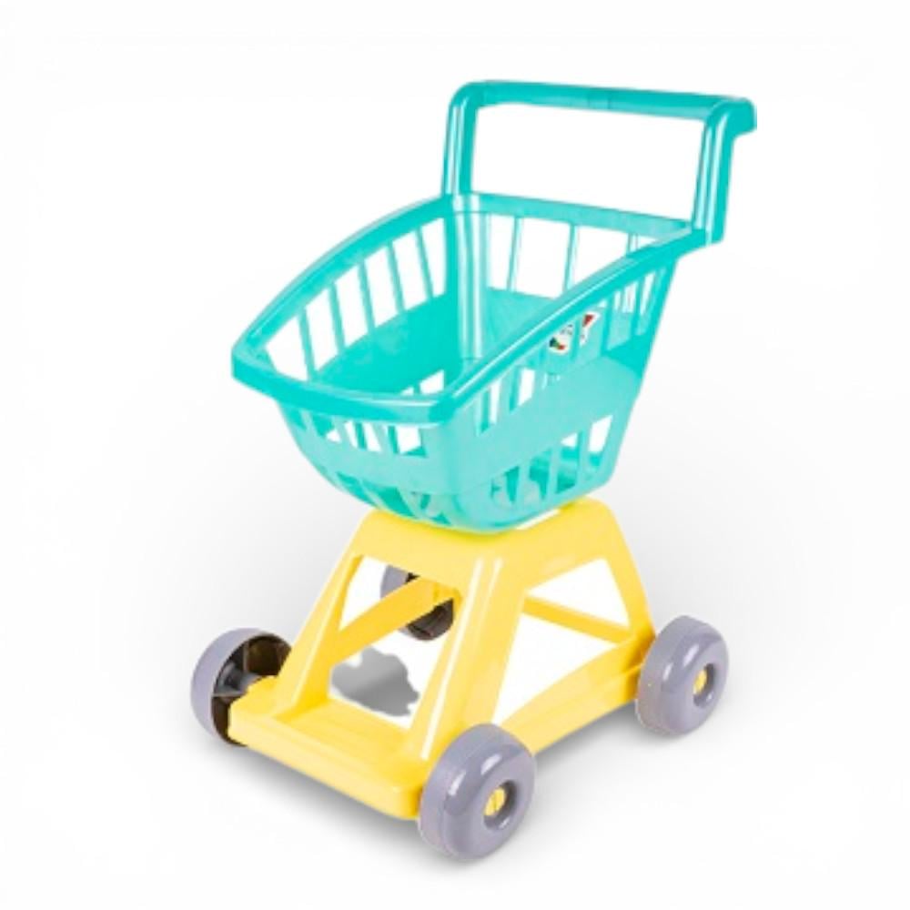 Візок для покупок Orion дитячий з корзиною та набором іграшкових фруктів та овочів Зелений (693)