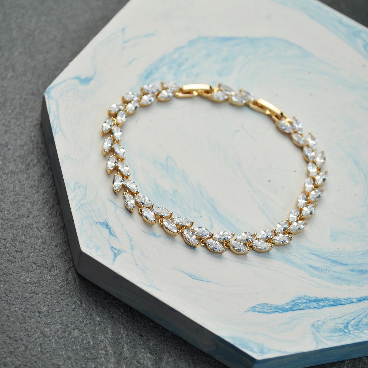 Браслет Кристальный колосок медицинская сталь позолота (x078) Браслет Кристальный колосок медицинская сталь позолота (x078)