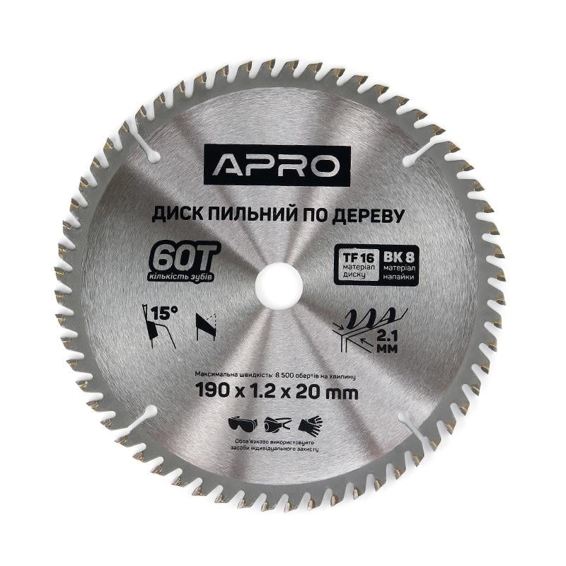 Диск пильный по дереву Apro 190х20/16х60T (830173)