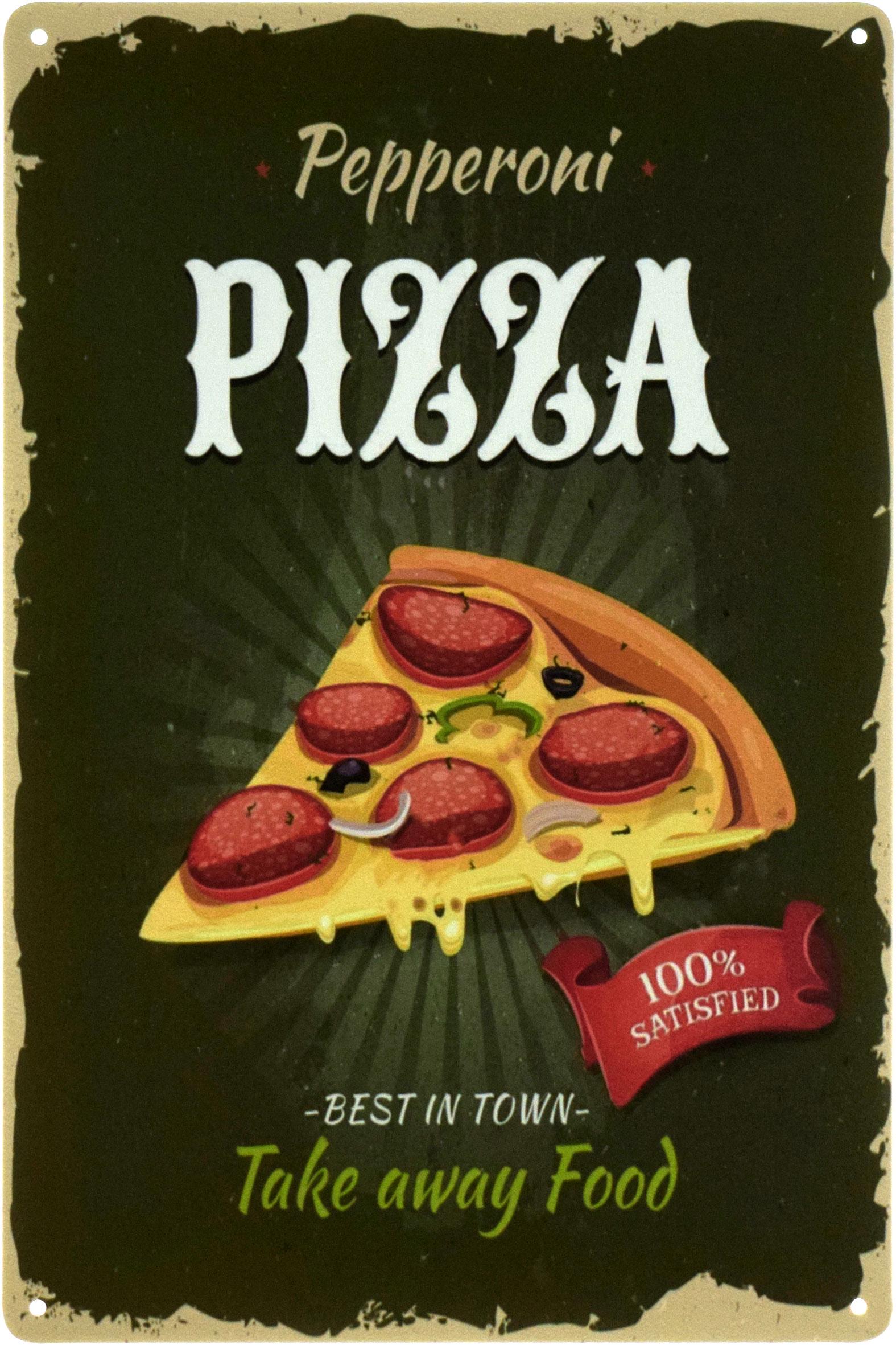 Металлическая табличка Пицца Пепперони/Pepperoni Pizza 20x30 см
