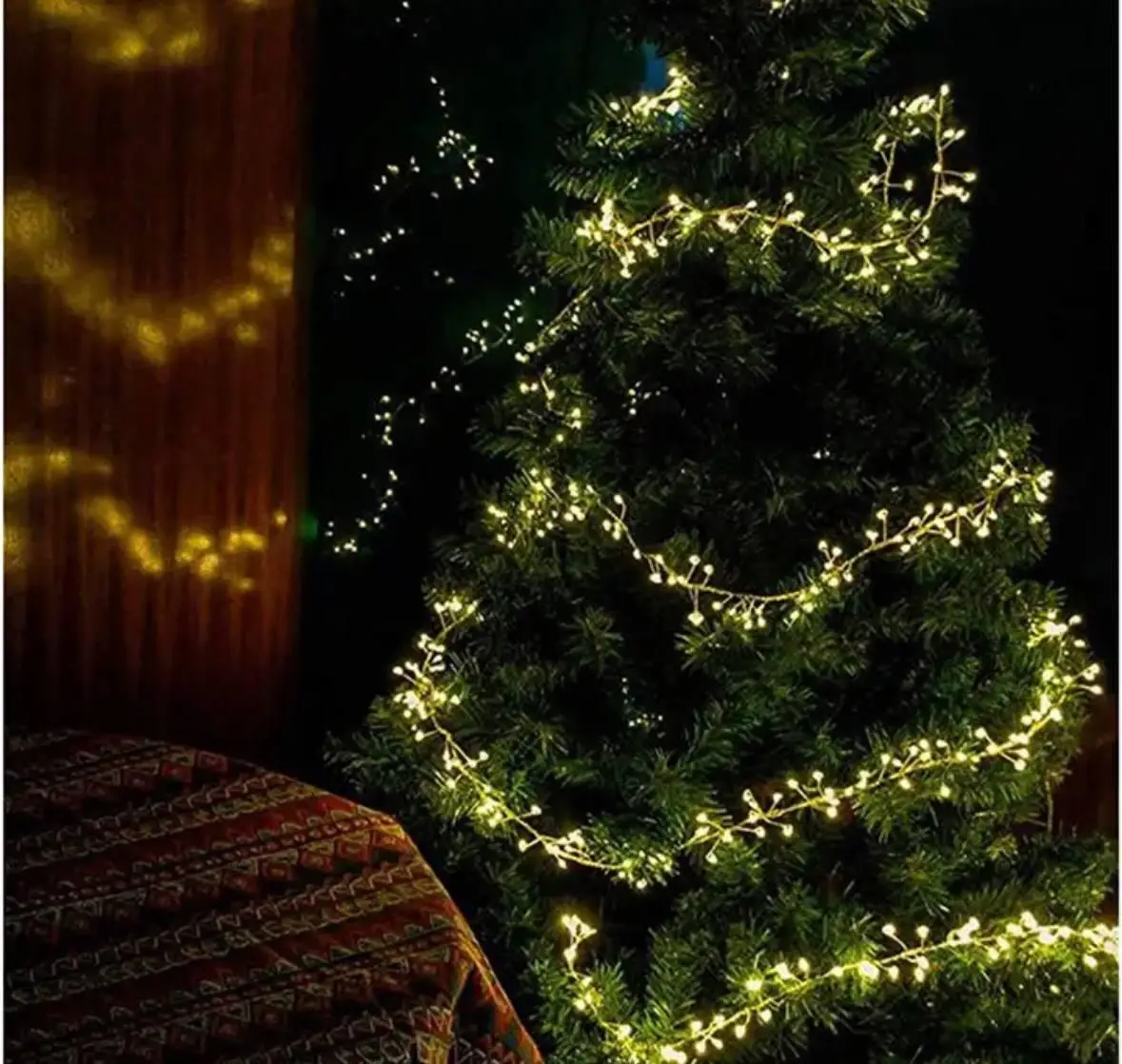 Гирлянда нить Хвойная лапа 9 м 300 LED от USB 8 режимов с пультом Теплый белый - фото 8