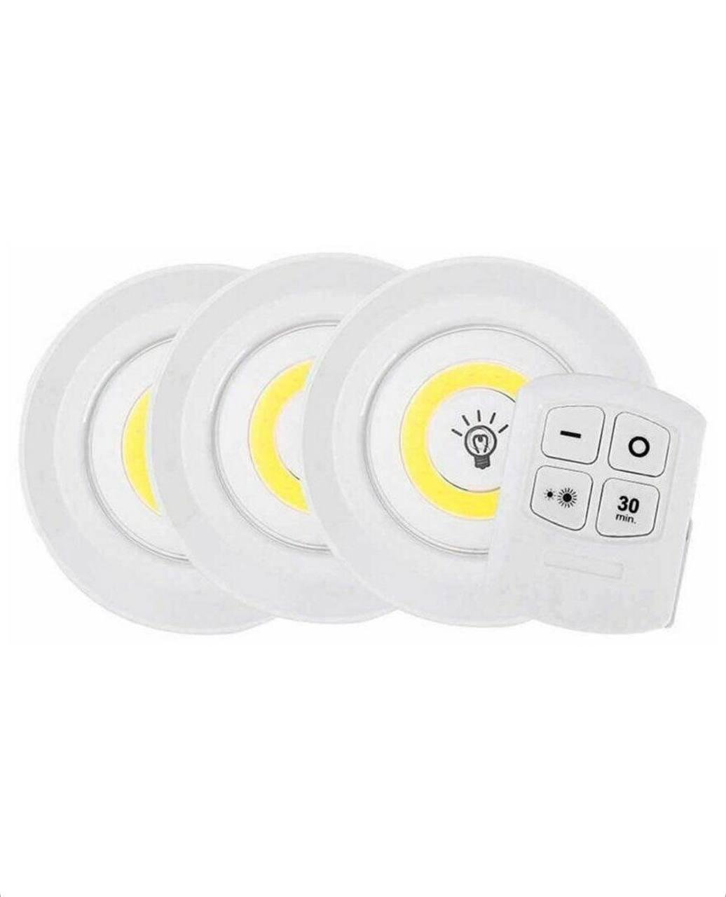 Нічник від батарейок з пультом керування та регулюванням яскравості настінний 3 шт. (20081)