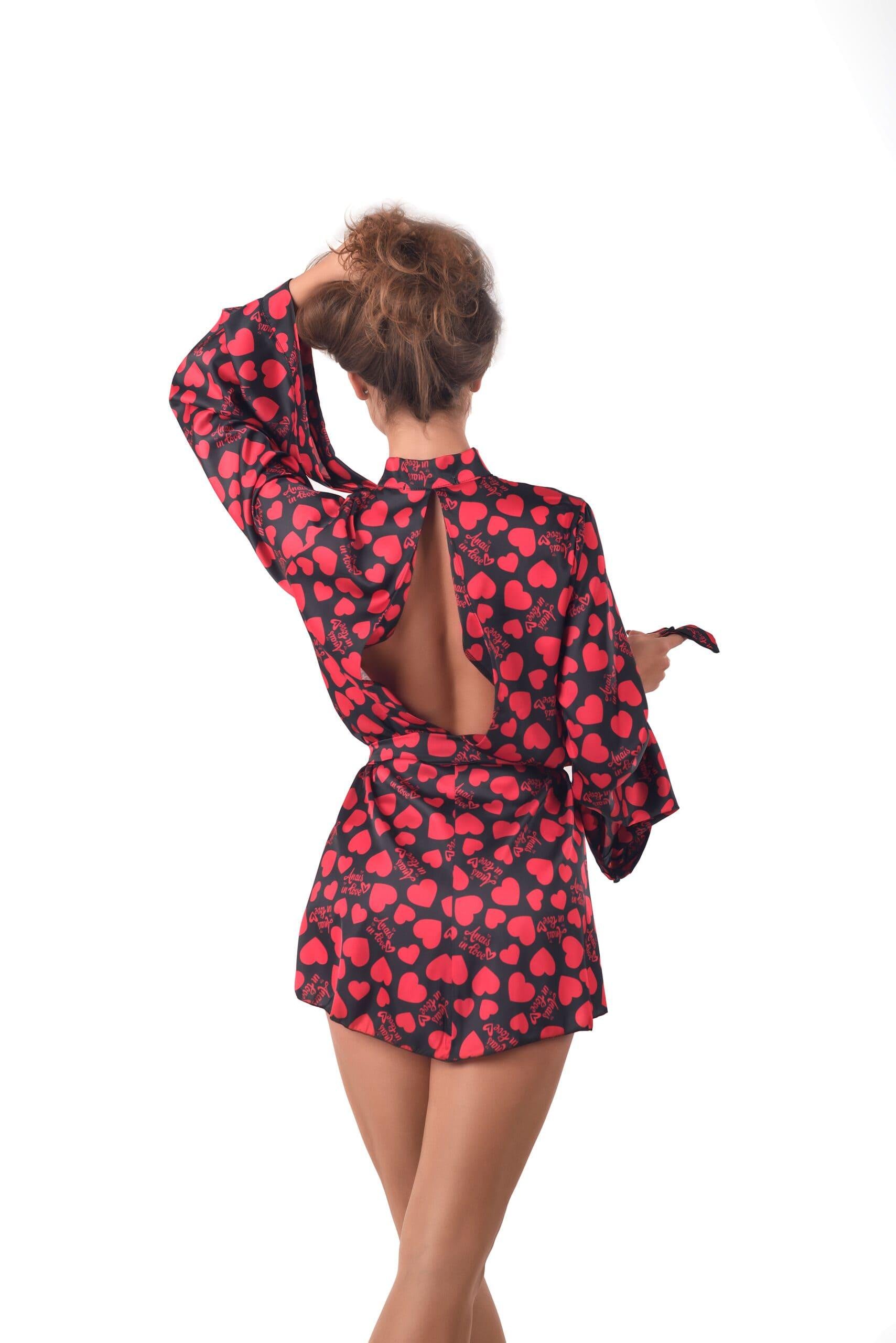 Пеньюар з сердечками Anais Morgan short robe 2XL/3XL Червоний (97300) - фото 6