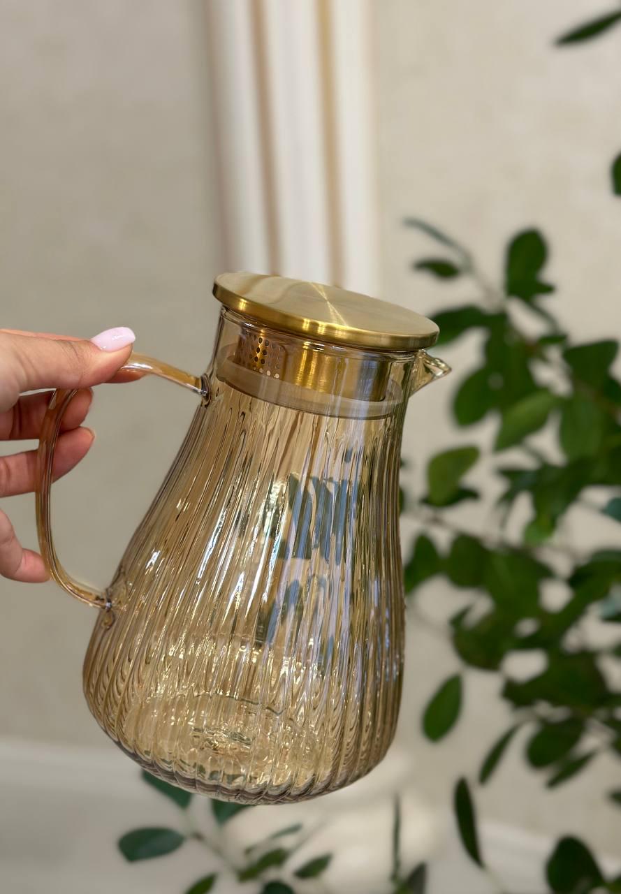 Кувшин для напитков Vittora VT-5904-1500 термостойкое стекло 1,5 л Золотистый (VT-5904-1500) - фото 4 Кувшин для напитков Vittora VT-5904-1500 термостойкое стекло 1,5 л Золотистый (VT-5904-1500) - фото 4