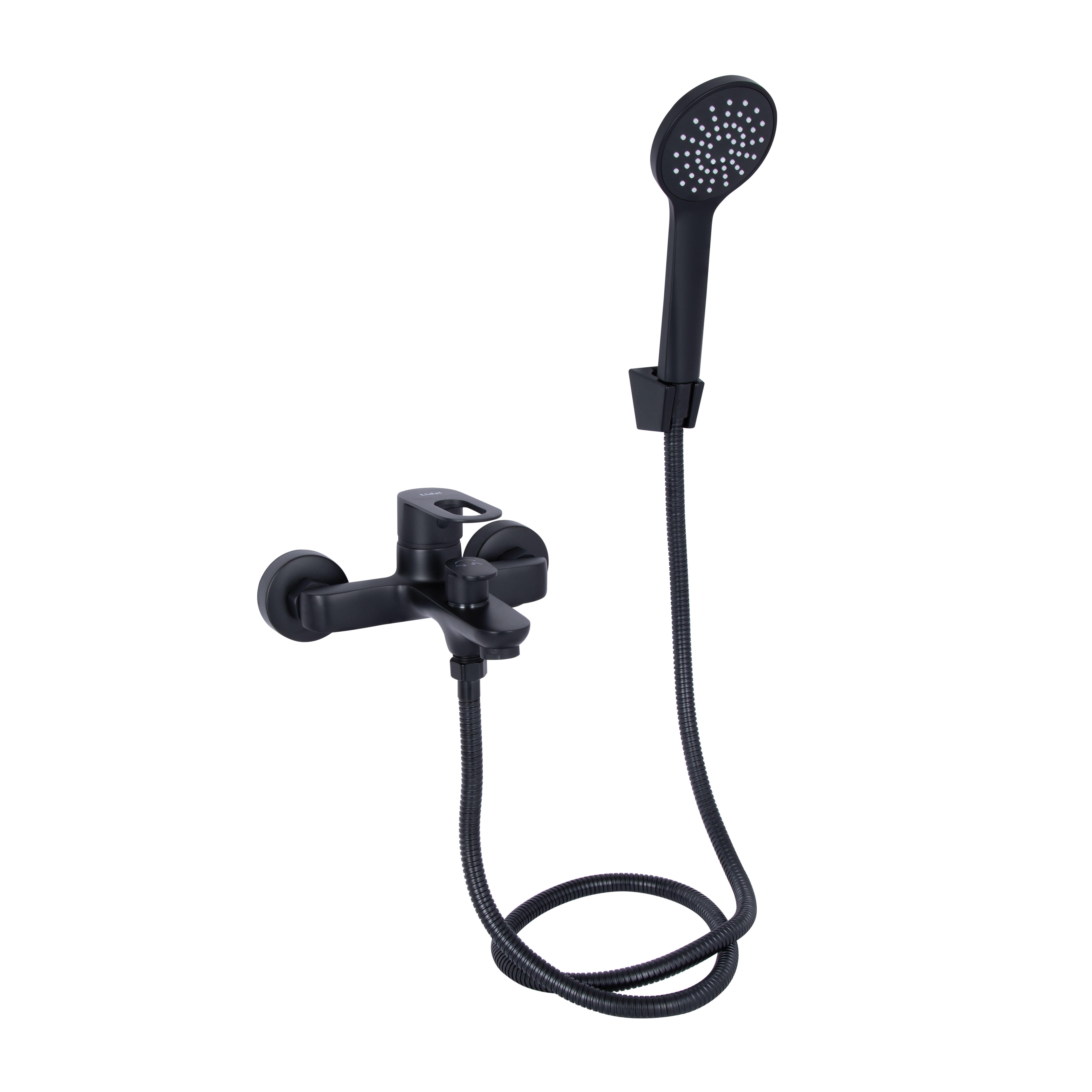 Смеситель для ванной Lidz Latwa 006 с душевым гарнитуром k35 LDLAT006BLA45419 Black (SD00051543)