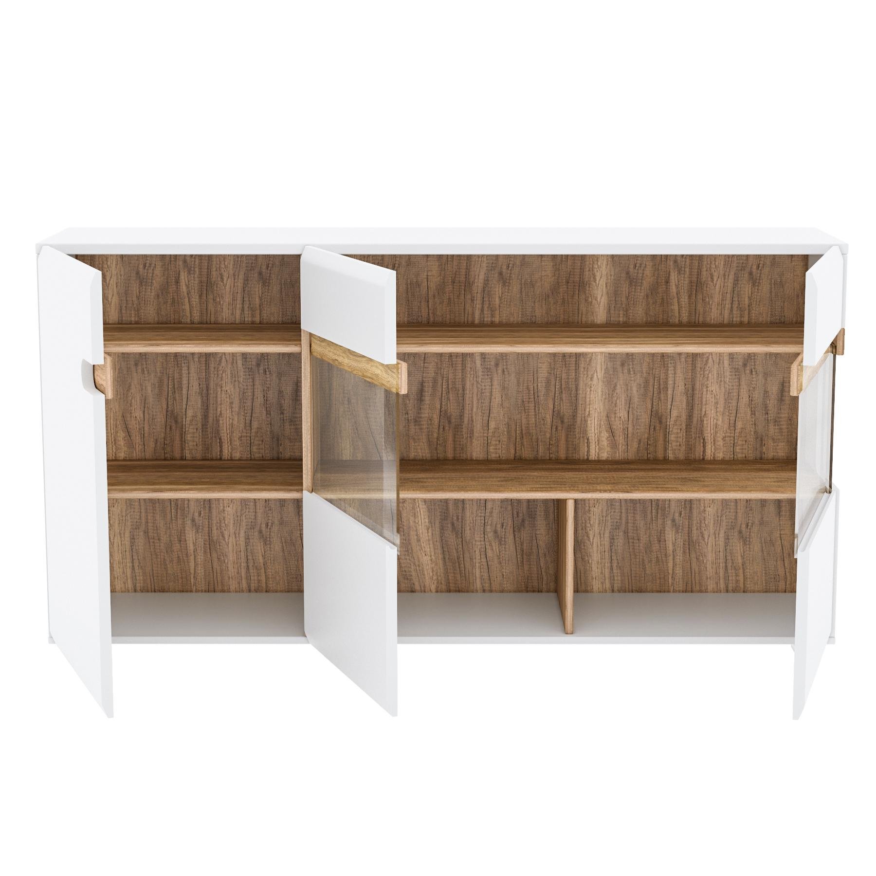 Комод вітрина Blonski Letis E2 правий 865х1640х420 мм Білий/Дуб каньйон/Білий глянець - фото 2