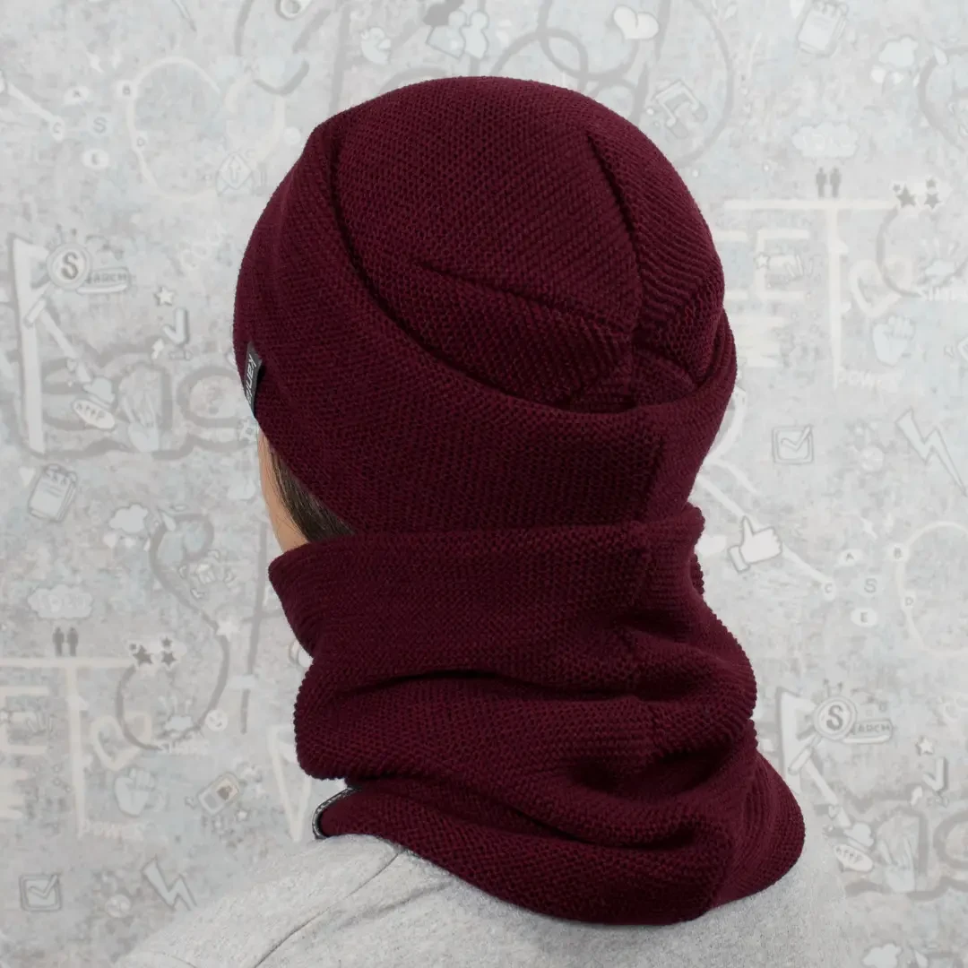 Комплект жіночий зимовий шапка зі снудом One Size Бордовий (28523687) - фото 3