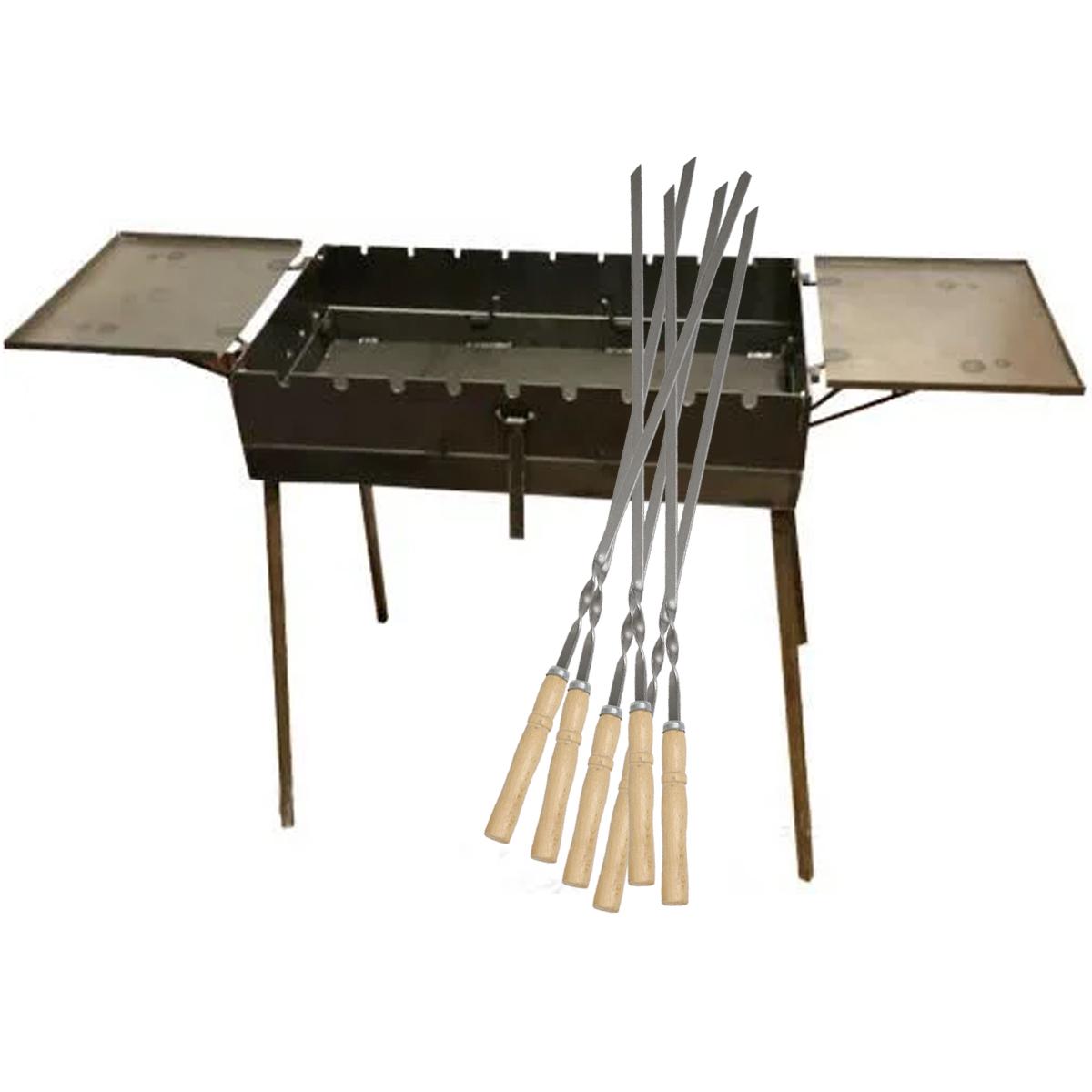 Мангал-чемодан 3 мм на 9 шампуров со столиками 570х300х150 мм с шампурами