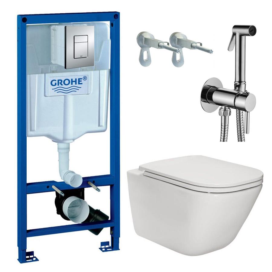 Комплект инсталляции Grohe A34H470000_38772001_ZDUP110CR с унитазом кнопка Хром (158213)