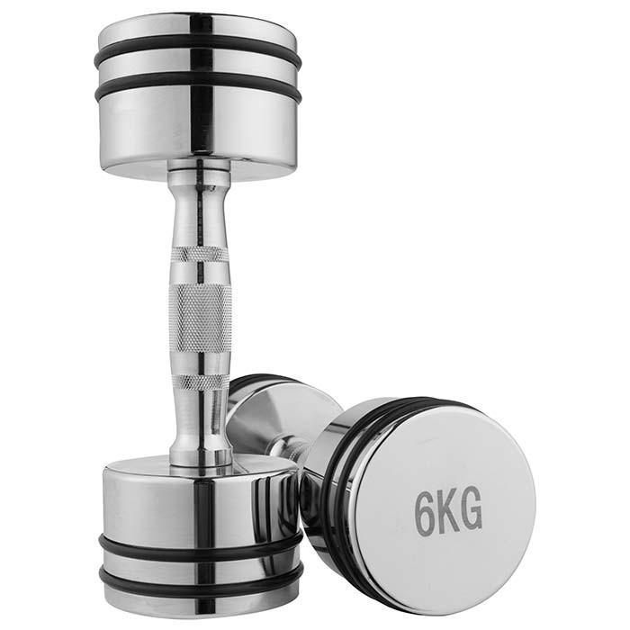 Гантель резиновое кольцо 6 кг 1 шт. Хром (80034D-6) - фото 2