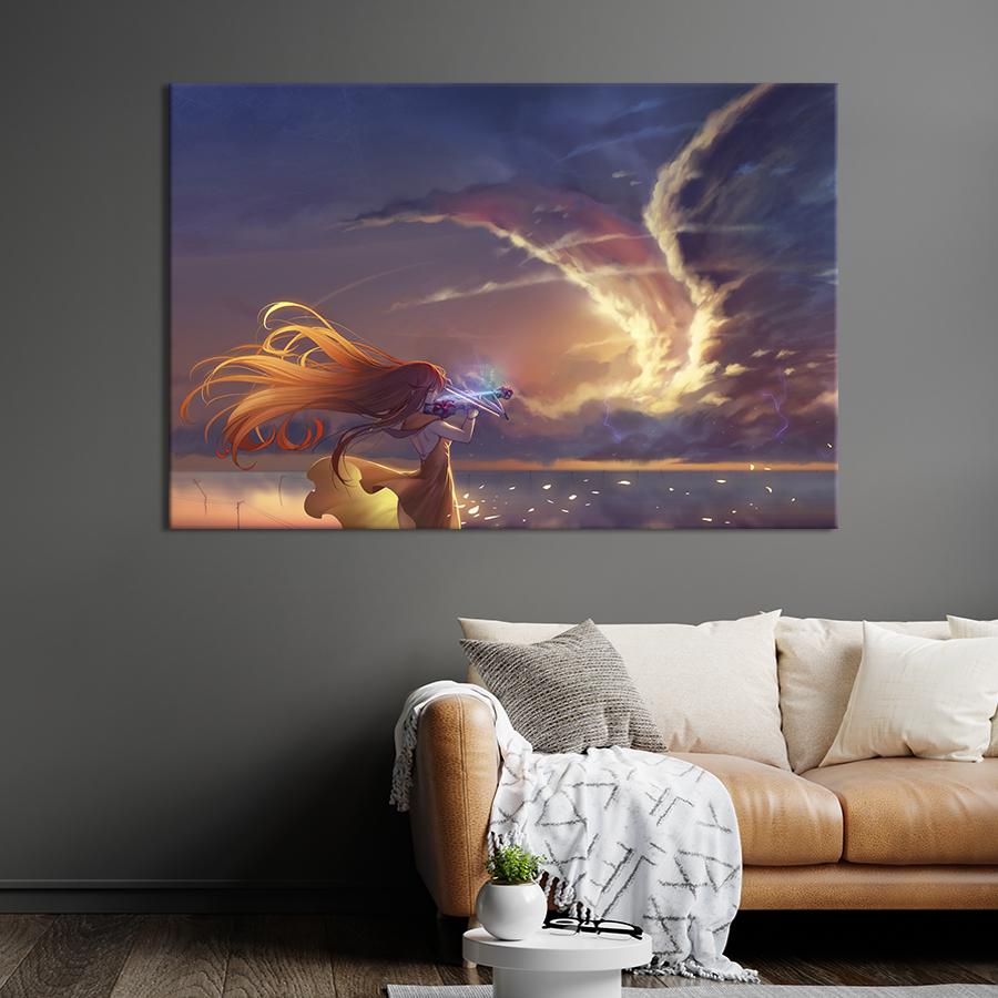 Картина на холсте Аниме -девушка со скрипкой 122x81 см (1431-1)
