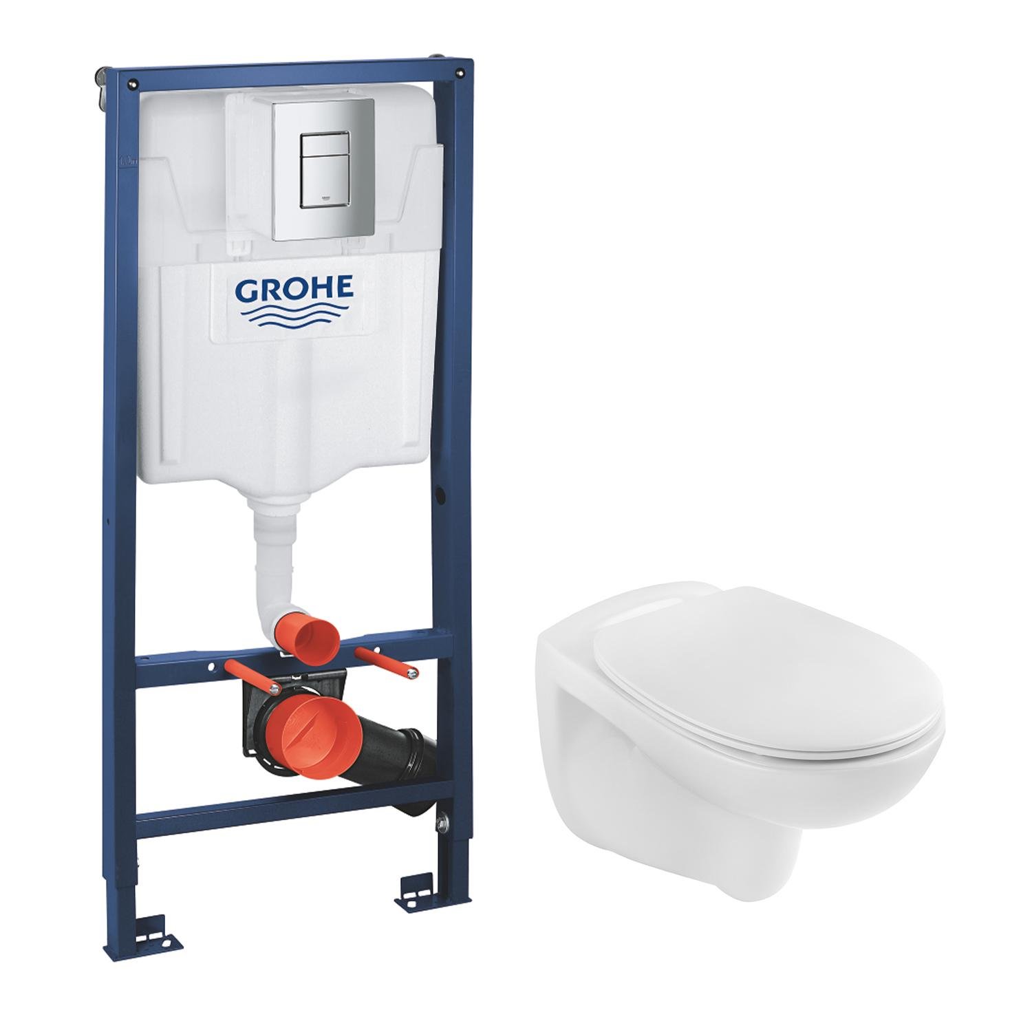Комплект установки Grohe Rapid SL 38772001 CV033814 с унитазом и хромированной кнопкой (226566)