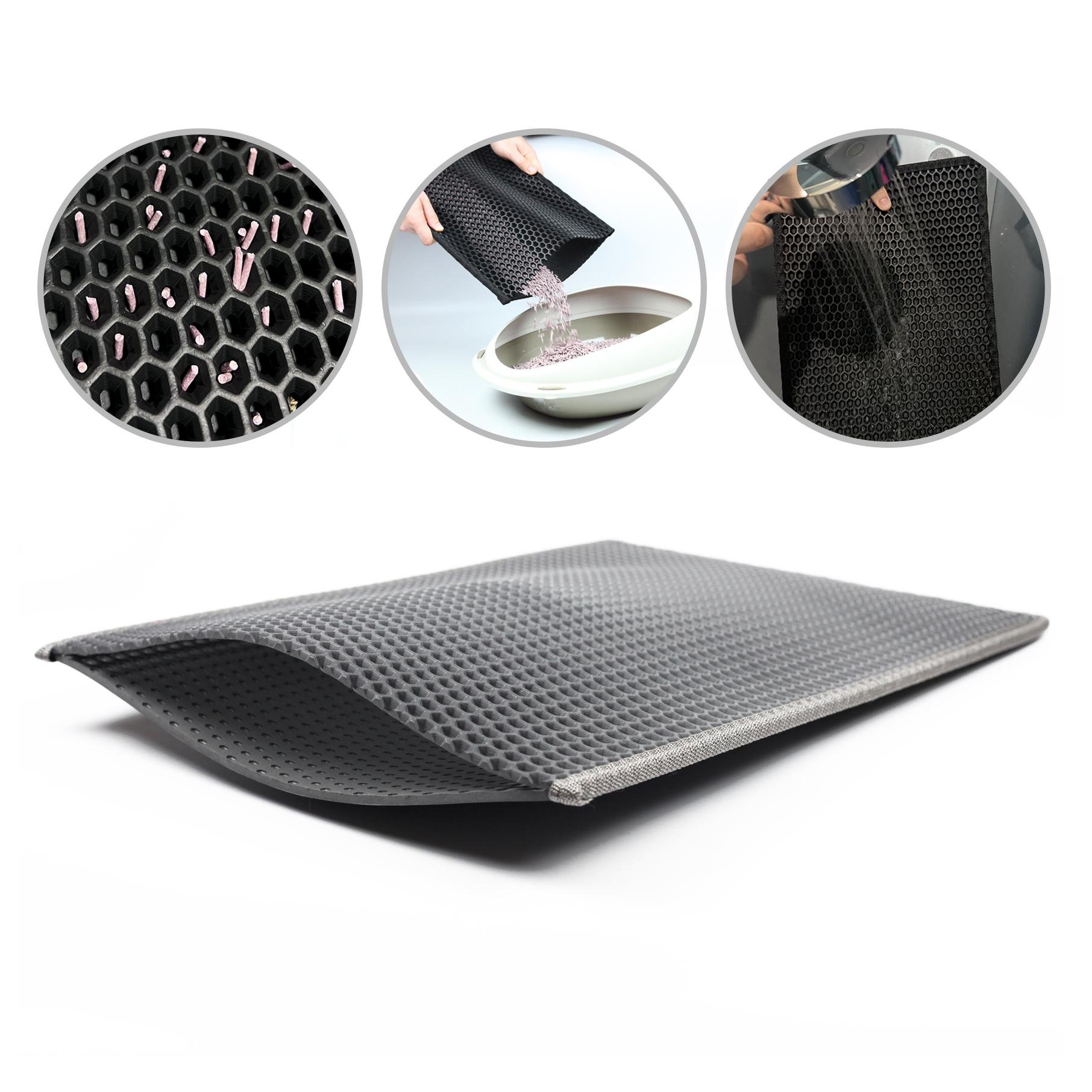 Коврик двухслойный Cat in Box для кошачьего лотка EVA 60x40 см Серый - фото 2 Коврик двухслойный Cat in Box для кошачьего лотка EVA 60x40 см Серый - фото 2