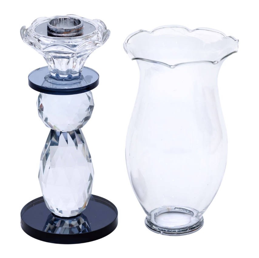 Подсвечник декоративный Fantasy стеклянный 29 см Прозрачный/Черный - фото 3