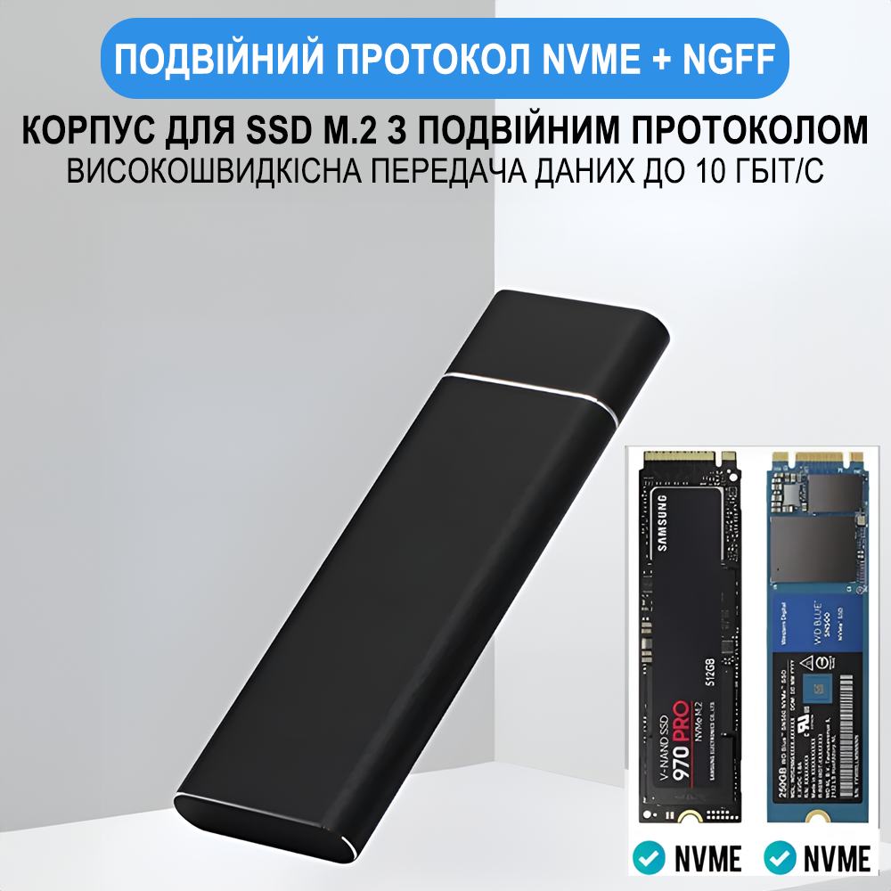Карман для дисков внешний Addap M.2 SSD NVMe и NGFF SATA 2280/2230/2242/2260 EHDC-03 USB Type-C 10 Гбит/с - фото 3 Карман для дисков внешний Addap M.2 SSD NVMe и NGFF SATA 2280/2230/2242/2260 EHDC-03 USB Type-C 10 Гбит/с - фото 3
