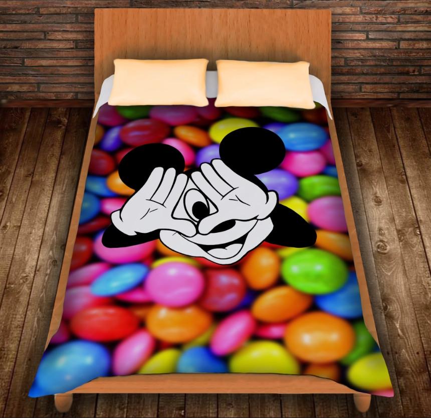 Плед с 3D принтом Микки Маус и конфеты 150x200 см (epi_0081)
