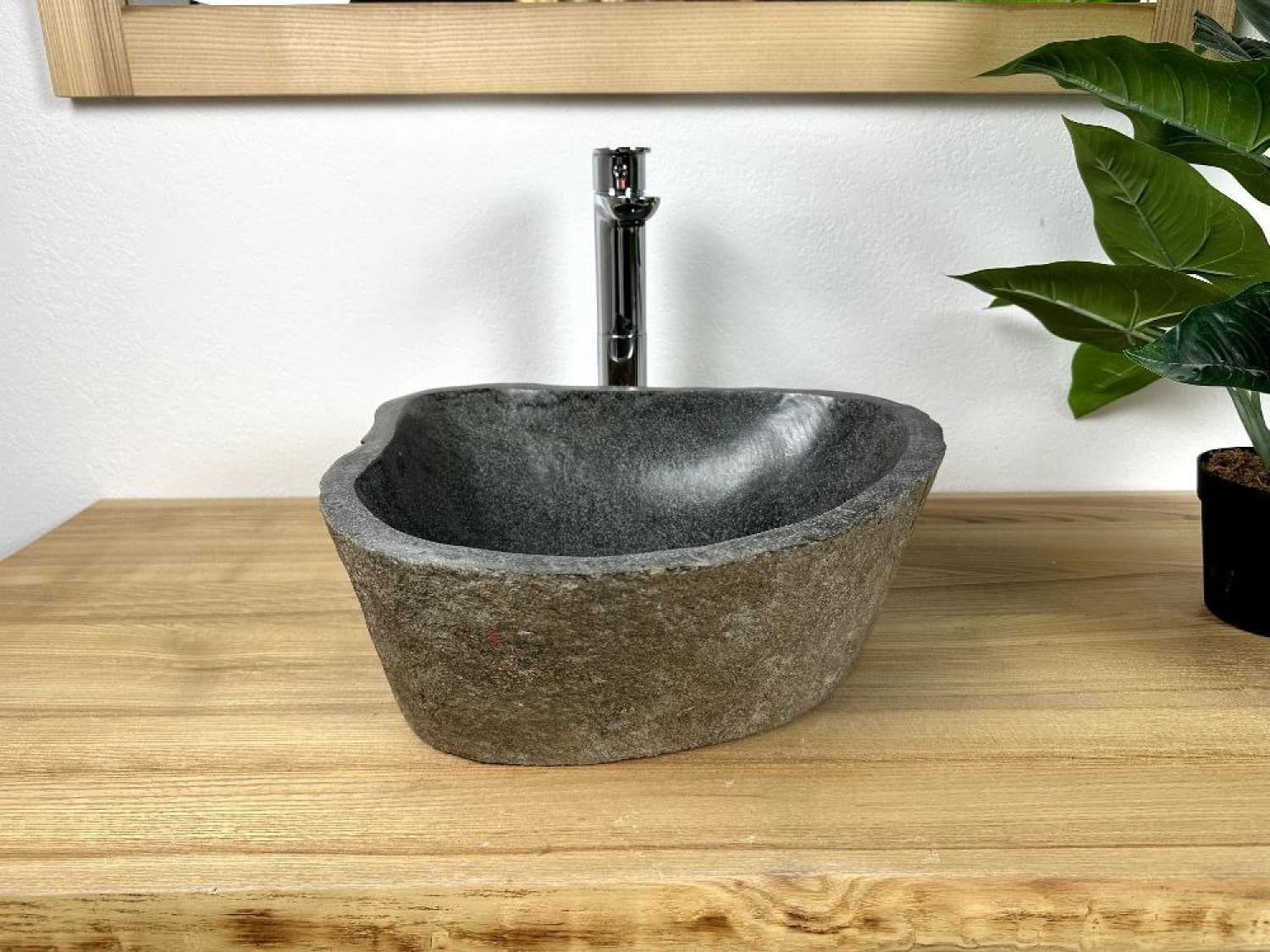 Раковина SpiritofStone накладная из речного камня в ванную 34 см (ML.1.12)