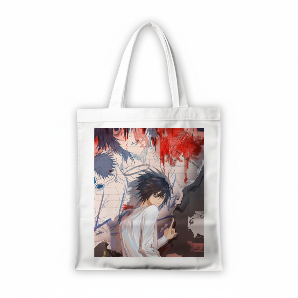 Сумка-шопер Death Note Л из льна Белый (6560)