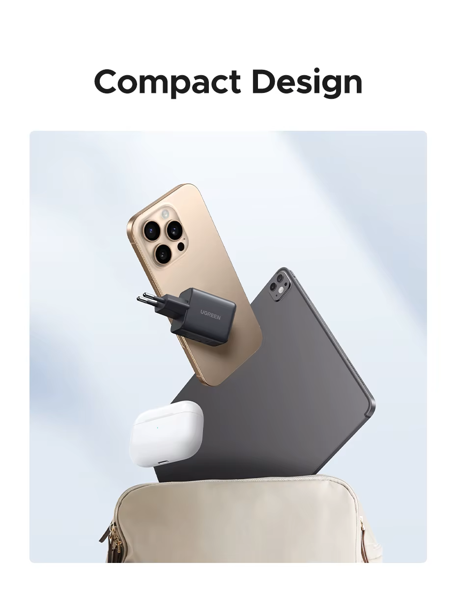 Зарядное устройство для UGREEN X515 30W 3-Ports GaN Fast Charger (2000175) - фото 6 Зарядное устройство для UGREEN X515 30W 3-Ports GaN Fast Charger (2000175) - фото 6