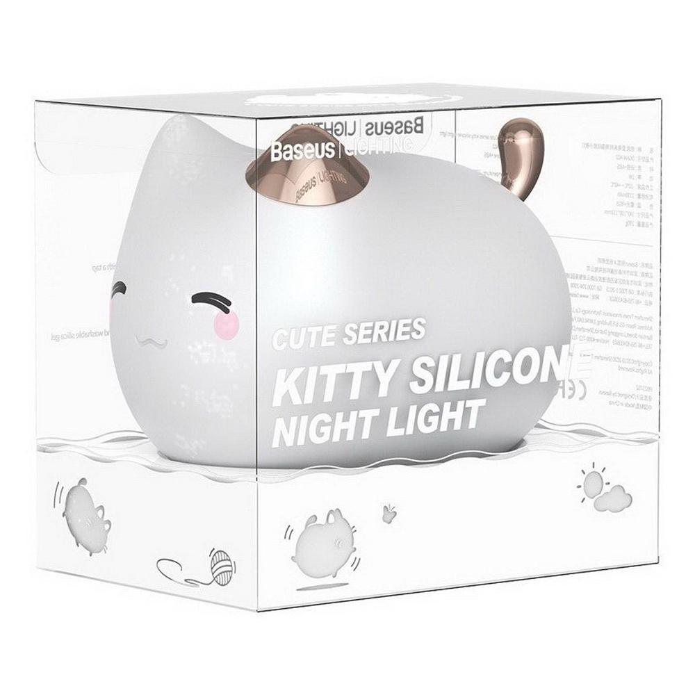 Ночник Baseus Cute Series Kitty Silicone Night Light DGAM-A02 Белый - фото 9