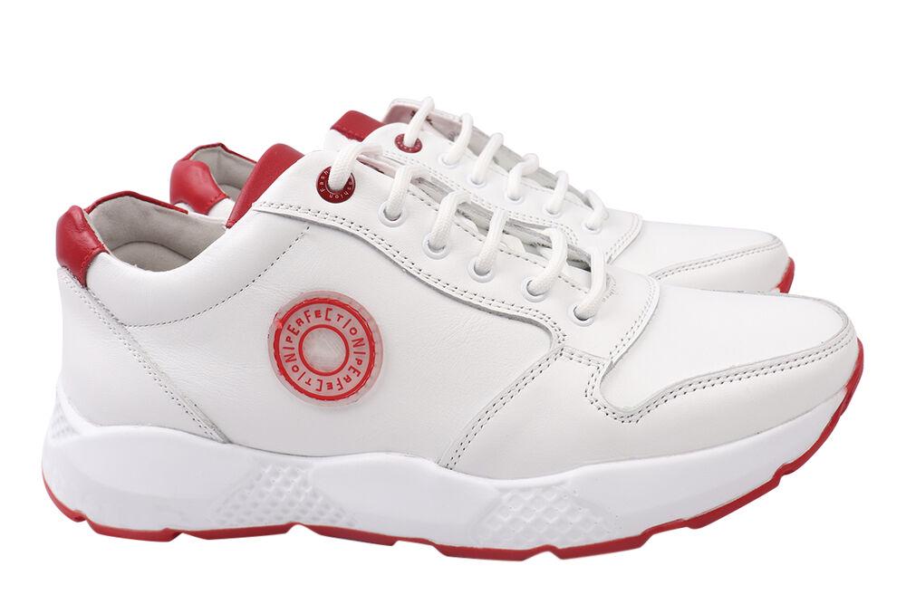 Кроссовки мужские Brionis из кожи на низком ходу на шнуровке р. 43 Белый (103-21DTS)