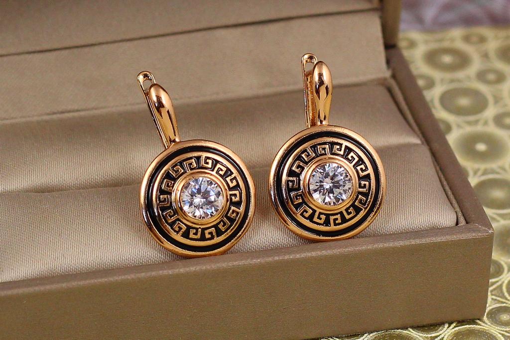 Серьги Xuping Jewelry солнце версач с чернением 2,1 см Золотистый (27138634)