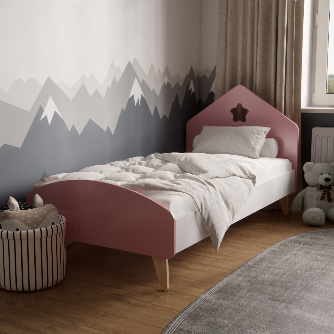 Кровать детская Домик для детей 3-10 лет для девочек 160х80 см Розовый - фото 1