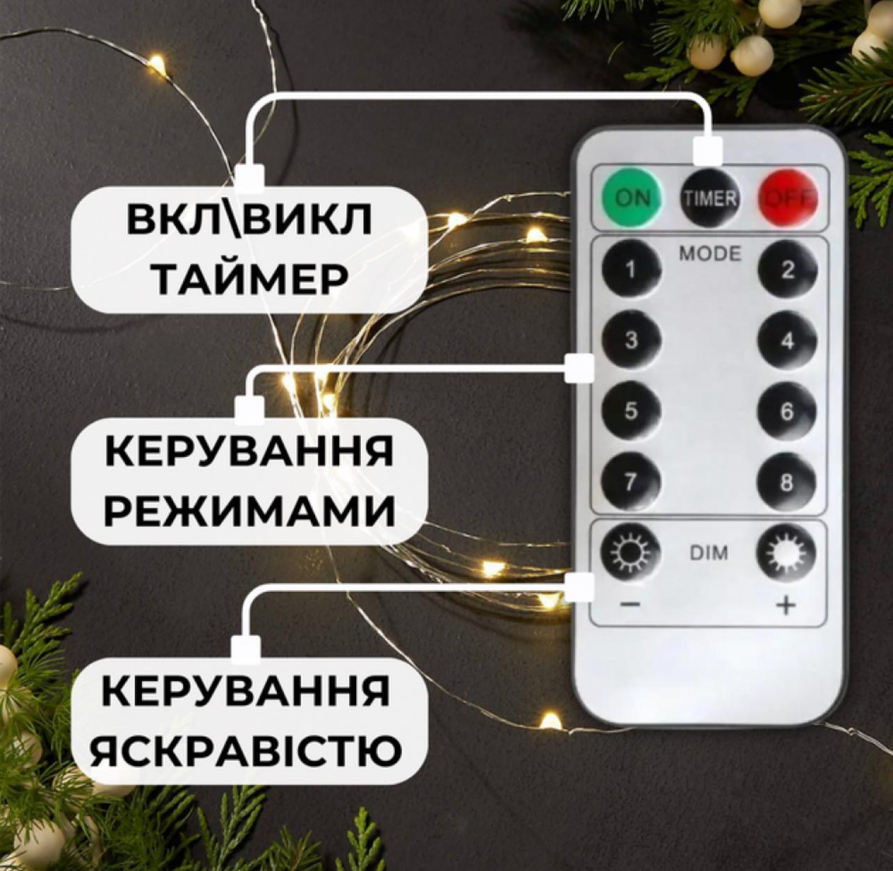 Гірлянда Роса від USB на мідному дроті з пультом 20 м (1268) - фото 6 Гірлянда Роса від USB на мідному дроті з пультом 20 м (1268) - фото 6