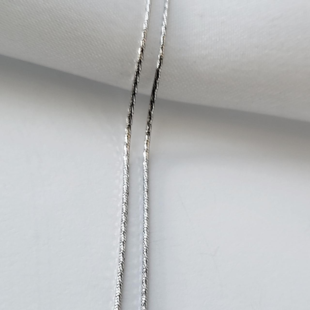 Цепочка тонкая круглая снейк с насечкой серебро 925 пробы родированное 1,60 г 35 см (871р2/35)