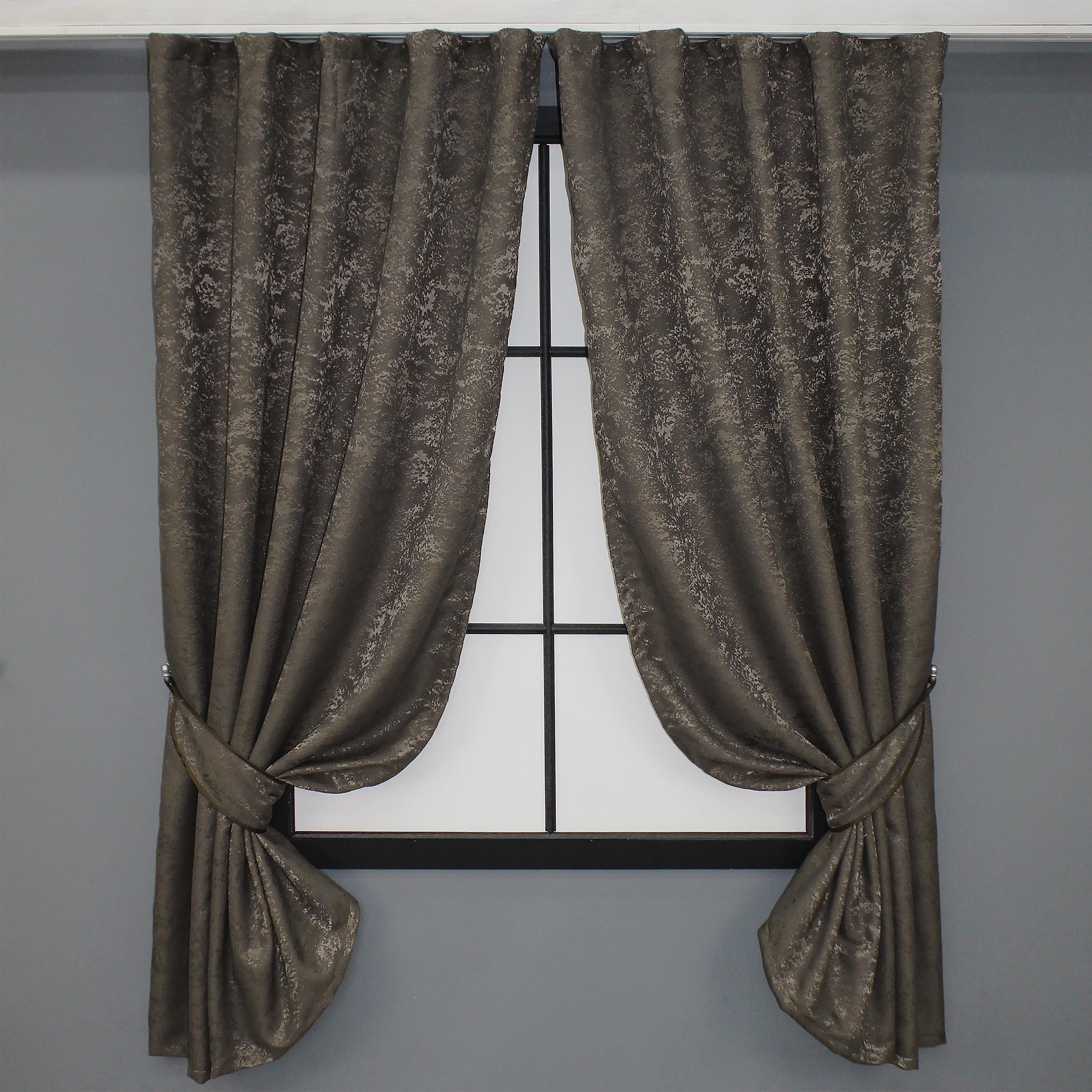 Комплект коротких штор VR-Textil Лен мрамор Pavliani № 1288ш 130х170 см 2 шт. Темное какао (35-0064)