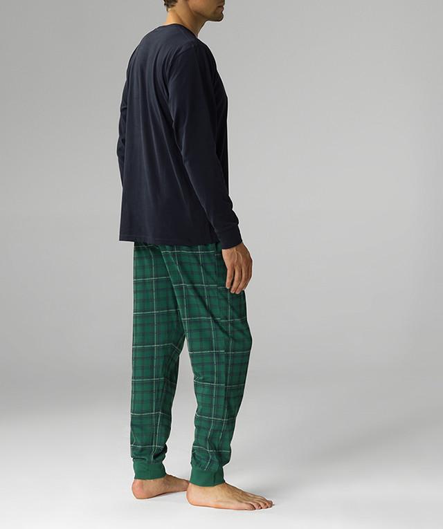 Пижама мужская Atlantic NMP-377 кофта/штаны в клетку хлопковая M Синий/Зеленый (2786960818) - фото 2