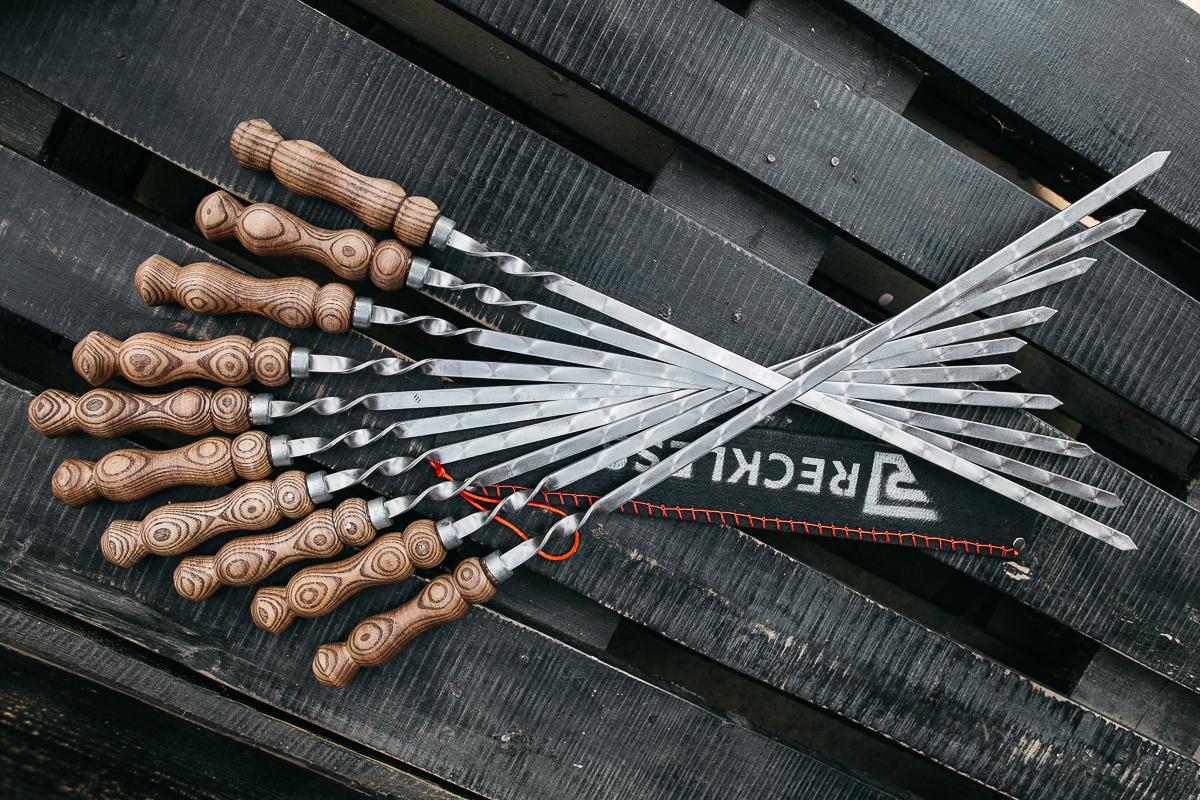 Набор шампуров Reckless с деревянной ручкой из нержавеющей стали 750х3х12 мм 10 шт.