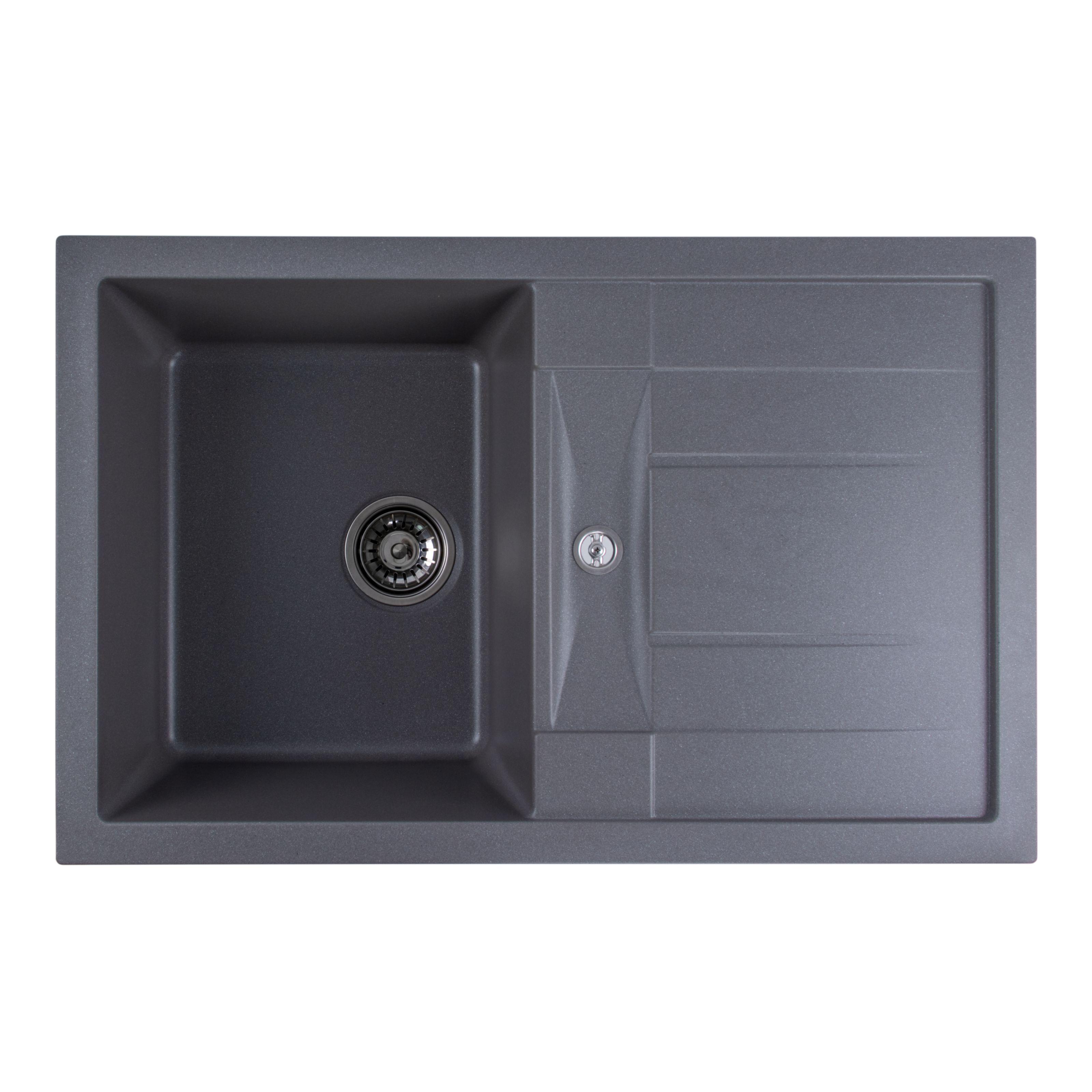 Мойка кухонная Platinum PLS-A24775 гранитная прямоугольная 780x500 мм Серый (151310)