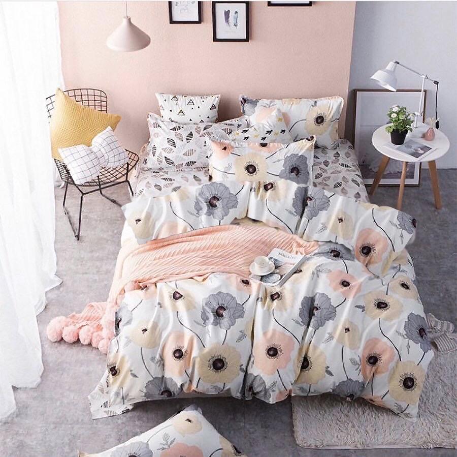 Комплект постельного белья Zastelli Маки 175х210 двуспальный бязь Персиковый