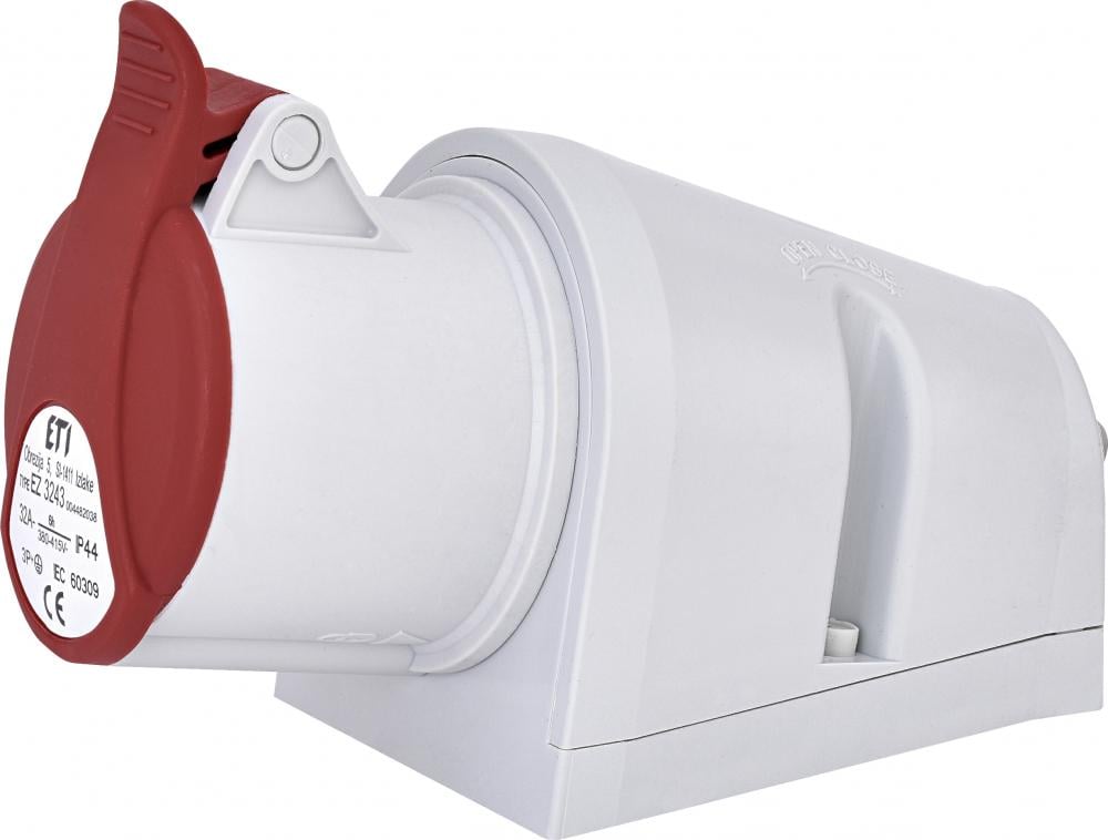 Силовая розетка ETI EZ-3243 3P+PE 32А 400 В встроенная IP44 Красный (4482038)