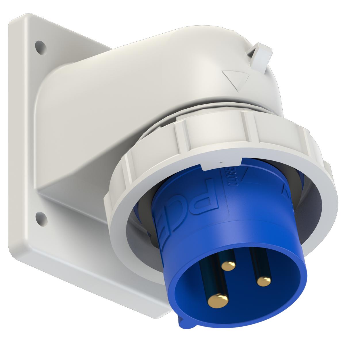 Силовая вилка встраиваемая угловая PCE 1P+N+E IP67 16A 230V (777132-6)