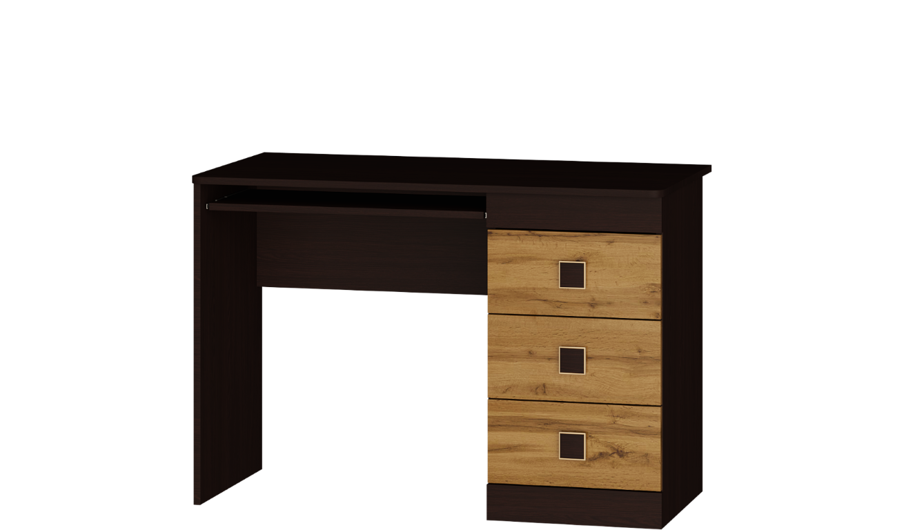 Комп'ютерний стіл Everest Соната тумба права з шухлядами та полицею для клавиатури 1100х550х755 мм Венге темний/Дуб крафт золотий (11286) - фото 3