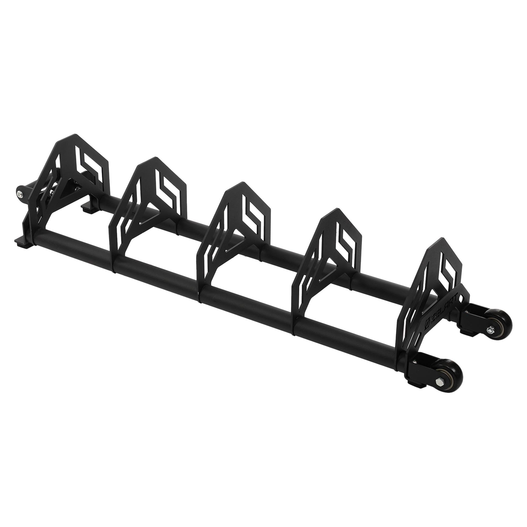 Стойка горизонтальная Bumper Plate Rack Mdbuddy TA-1691 для бамперных блинчиков дисков передвижная 130x30x26 см Черный (2532856793)