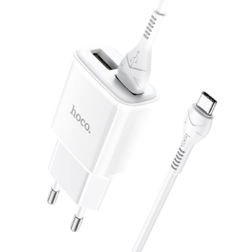 Адаптер сетевой HOCO Type-C C88A 2USB 2.4A white - фото 2