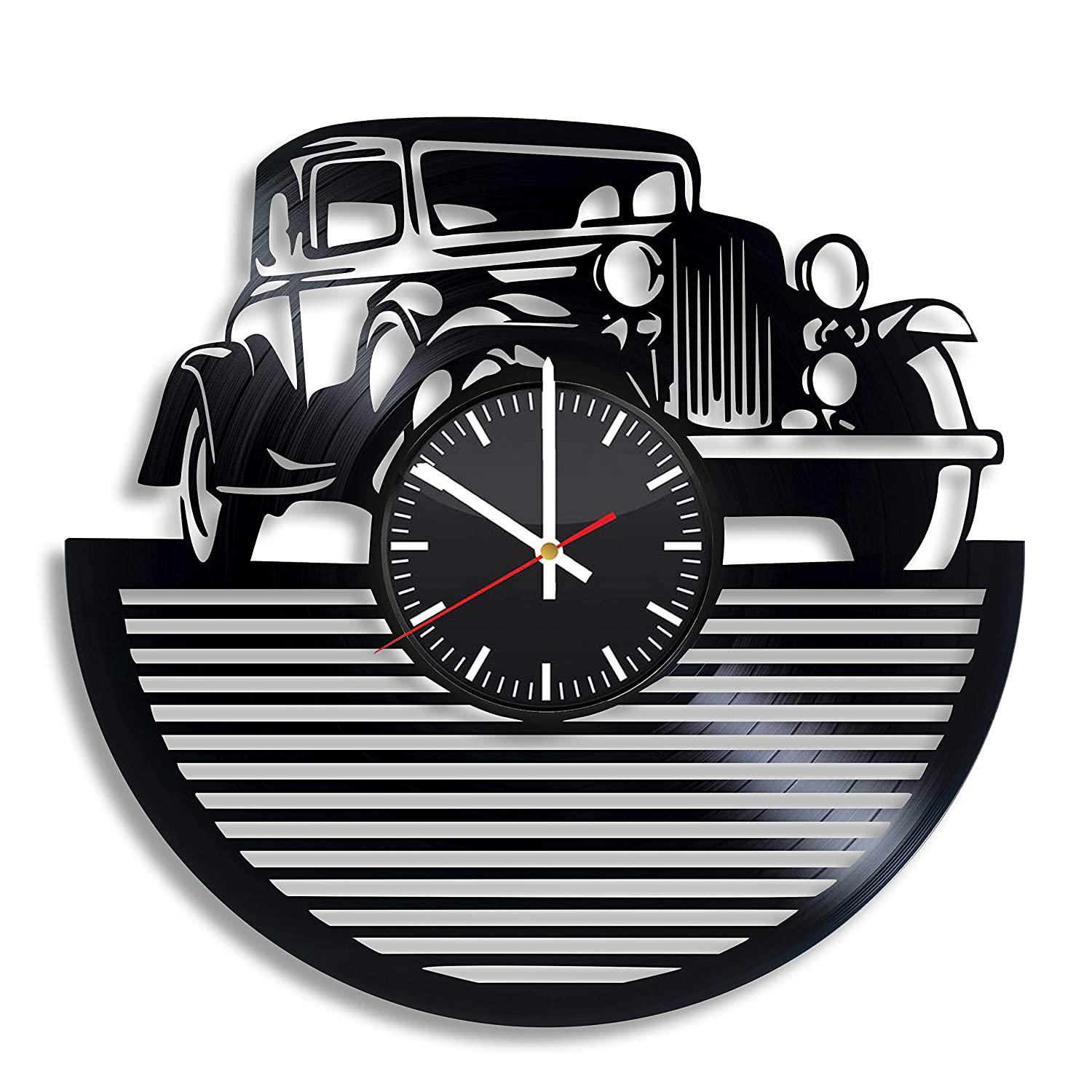 Часы настенные Ретро автомобиль 2409 из виниловой пластинки