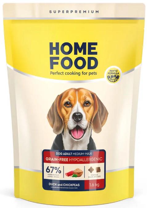 Корм сухий для дорослих собак середніх та великих порід Home Food Качка та нут беззерновий 1,6 кг (00-00022980) Корм сухий для дорослих собак середніх та великих порід Home Food Качка та нут беззерновий 1,6 кг (00-00022980)