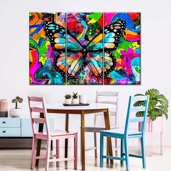 Модульная картина KIL Art Прекрасная бабочка из трех частей 78x48 см (M3_M_70)
