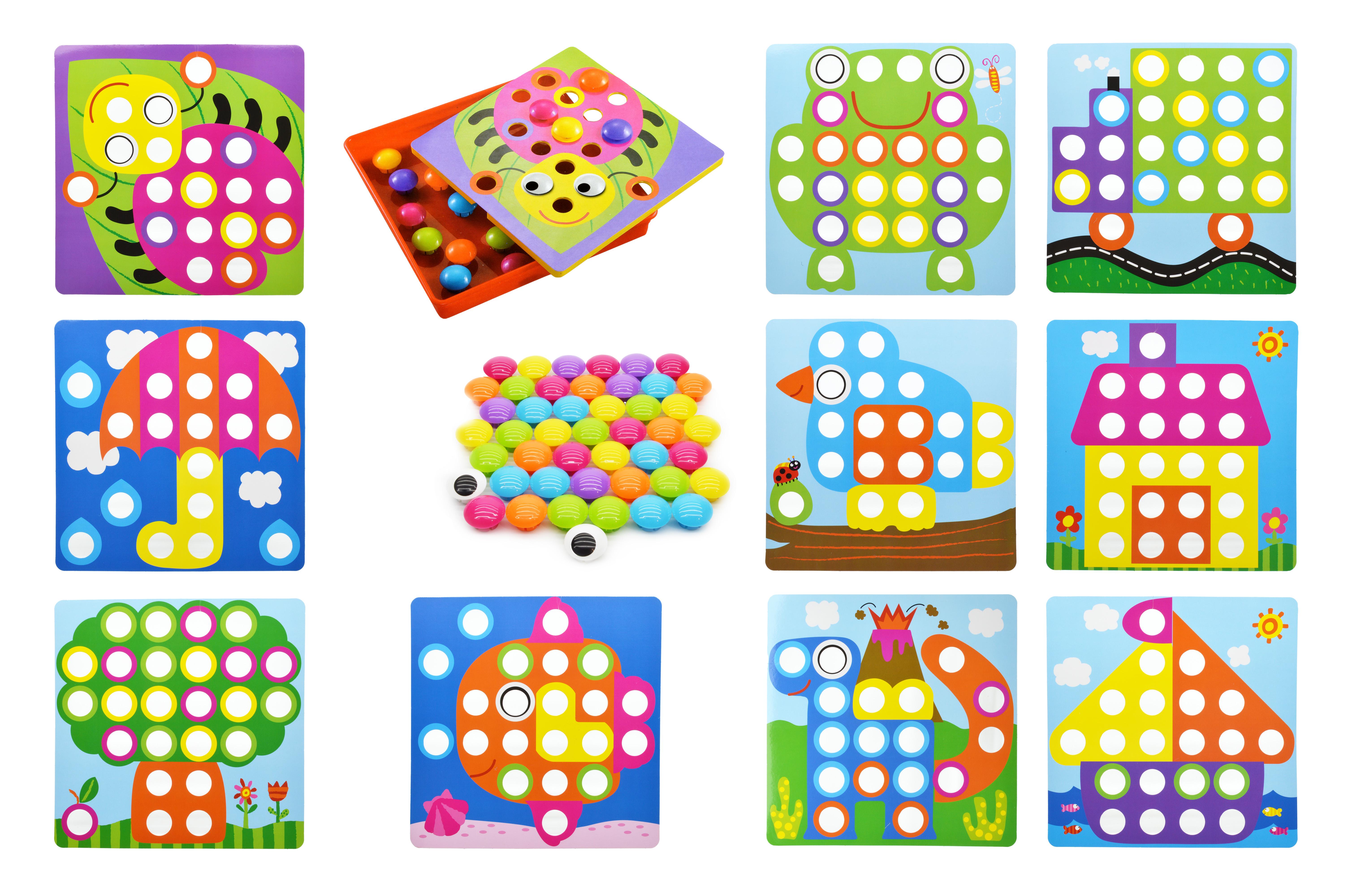 Мозаика для малышей 10 картинок 46 крупных кнопок