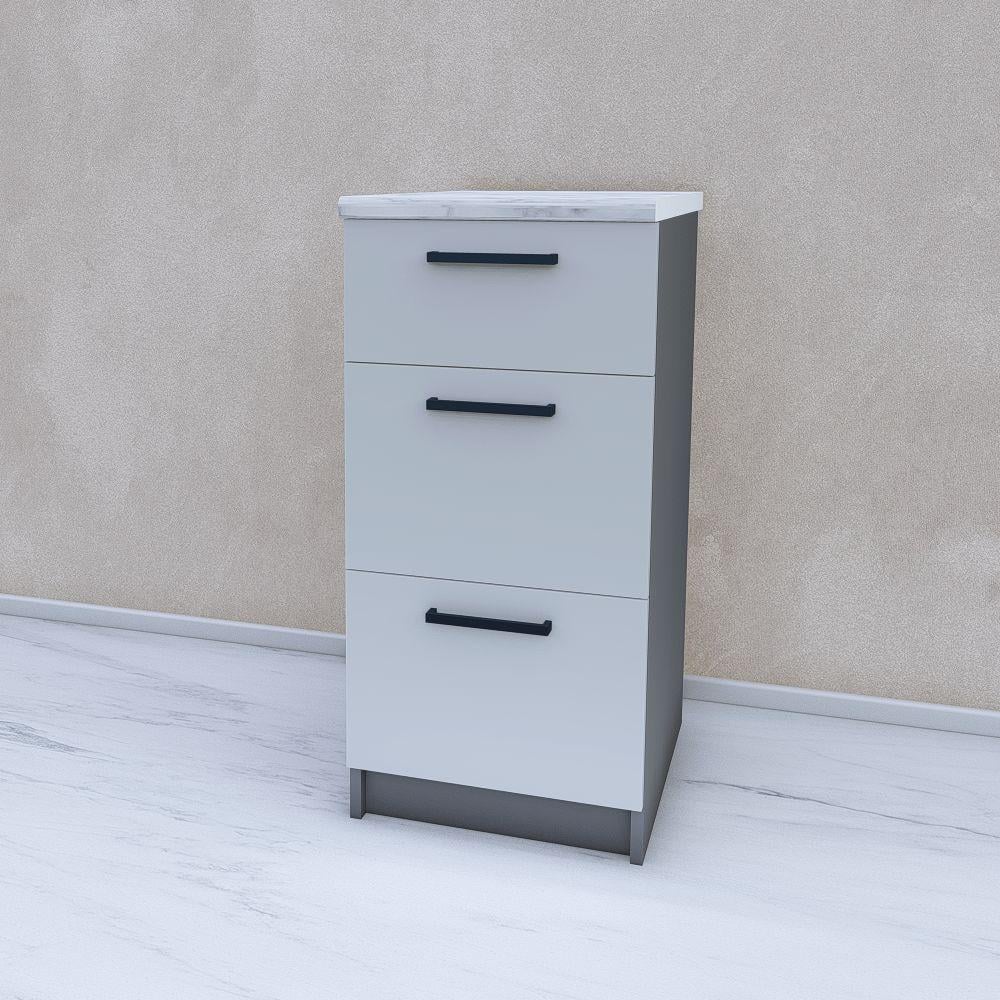 Модуль для кухні нижній 3 висувні шухляди без стільниці 400 мм Світло-сірий/Антрацит (МП25є)